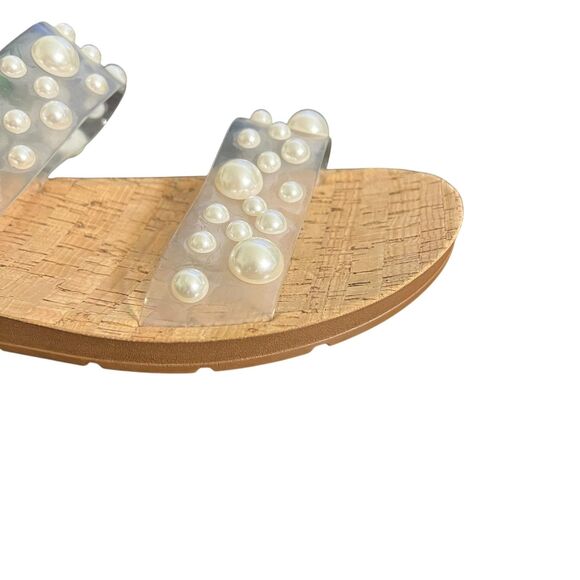 Corkys Sandals Womens Size 10 Clear Pearl Beaded Slide Cork Footbed Slip On - Picture 9 of 14